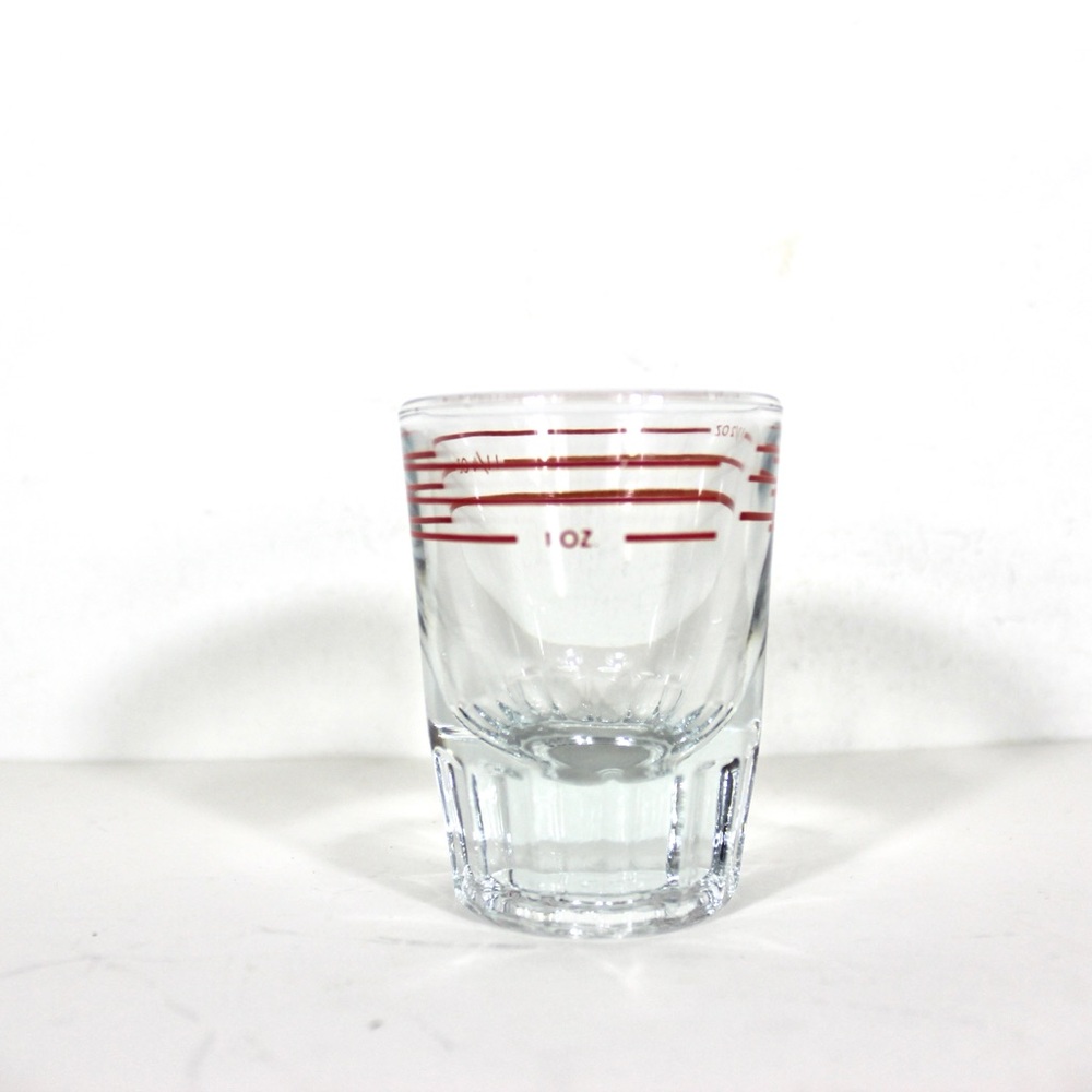 Vintage Dominion Glass Jigger Red Lines Bar Measure 1 1/2 Ounce OZ Measuring Cup
